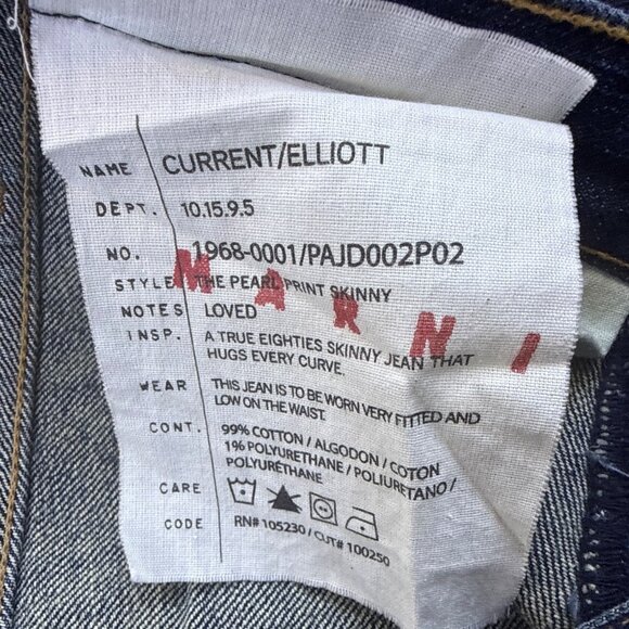 Current/Elliott Womens Blue Cotton/Polyurethane Patterned Denim Jeans Size 27 - Picture 10 of 11